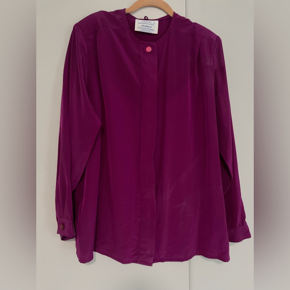 Country Sophisticates by Pendleton Vintage Long Sleeve Flowy Pink/Purple Top 18W